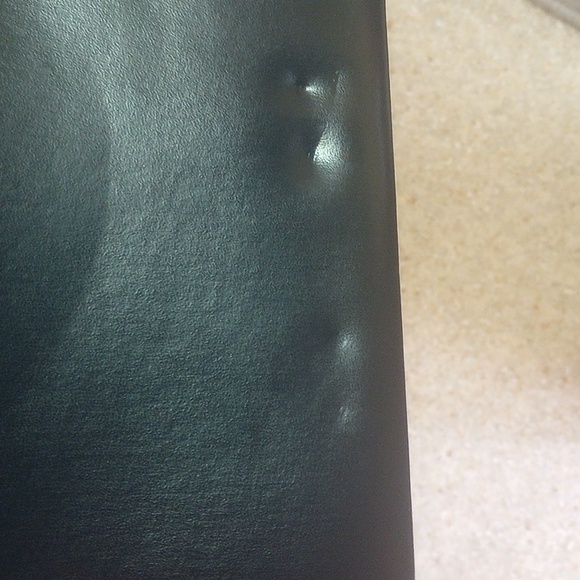 Vintage Navy Blue Leather & Vinyl Structured Handbag, Gold Hardware, Pouch, Feet - Picture 7 of 7